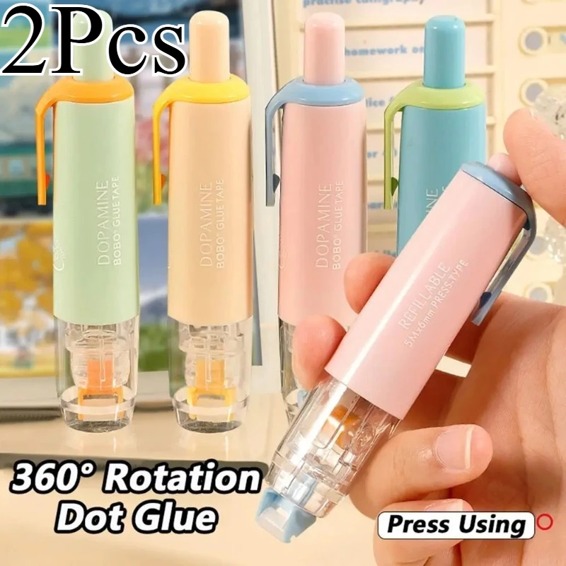 2Pcs Push Button Dot Glue, 360° Rotating Double-Sided Adhesive for Scrapbooking, DIY Crafts, Back-to-School