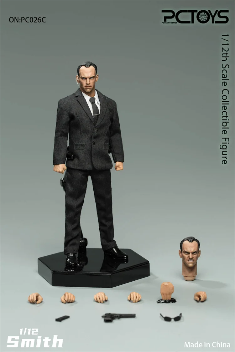 PCTOYS PC026 1/12 Scale Male Soldier Agent Smith Hugo Weaving Model 6'' Full Set Action Figures Dolls for Fans Holiday Gifts