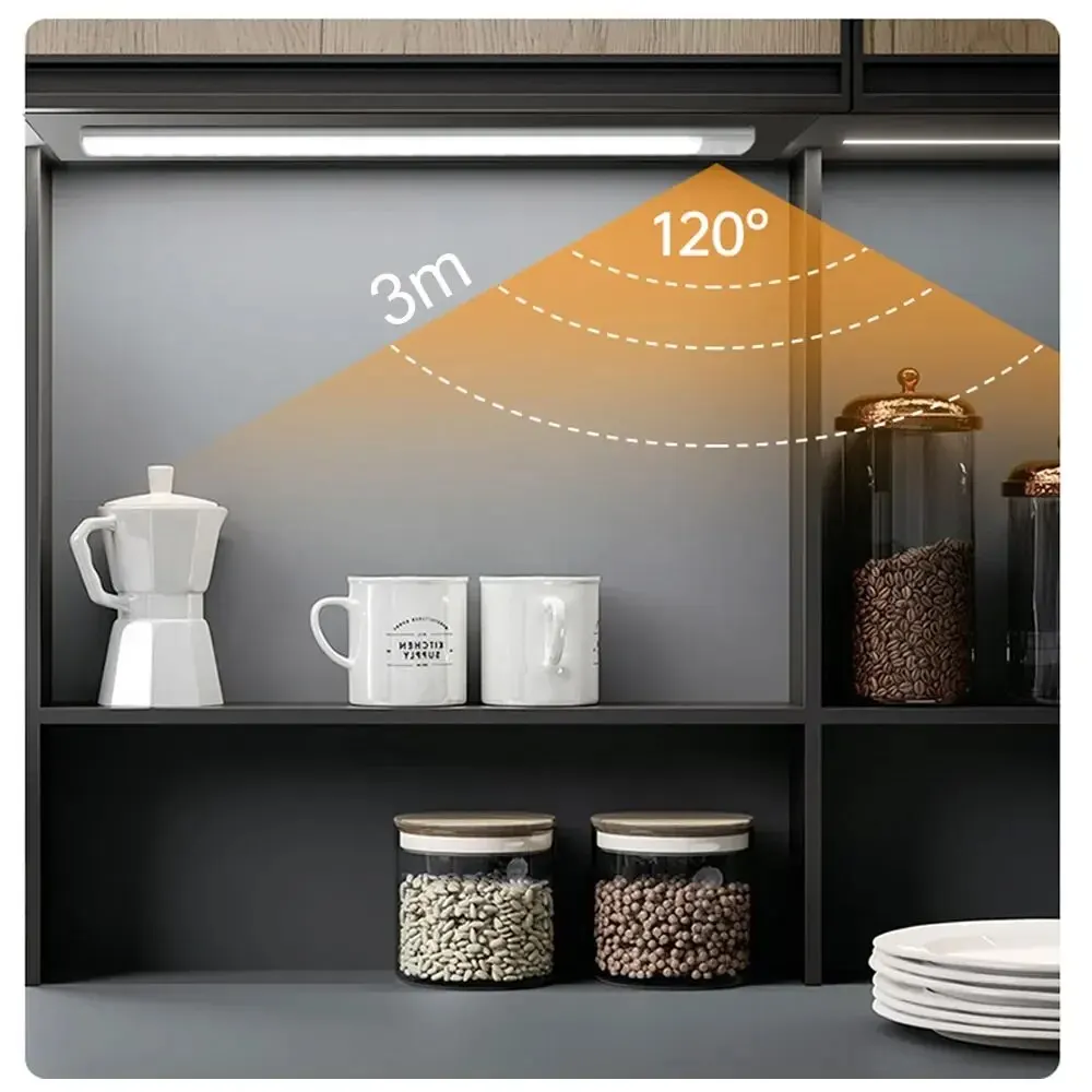 LED Cabinet Light USB Type-C Rechargeable Motion Sensor Led Lamp for Kitchen Wardrobe Cabinet Lighting 20cm/30cm/40cm/60cm/80cm