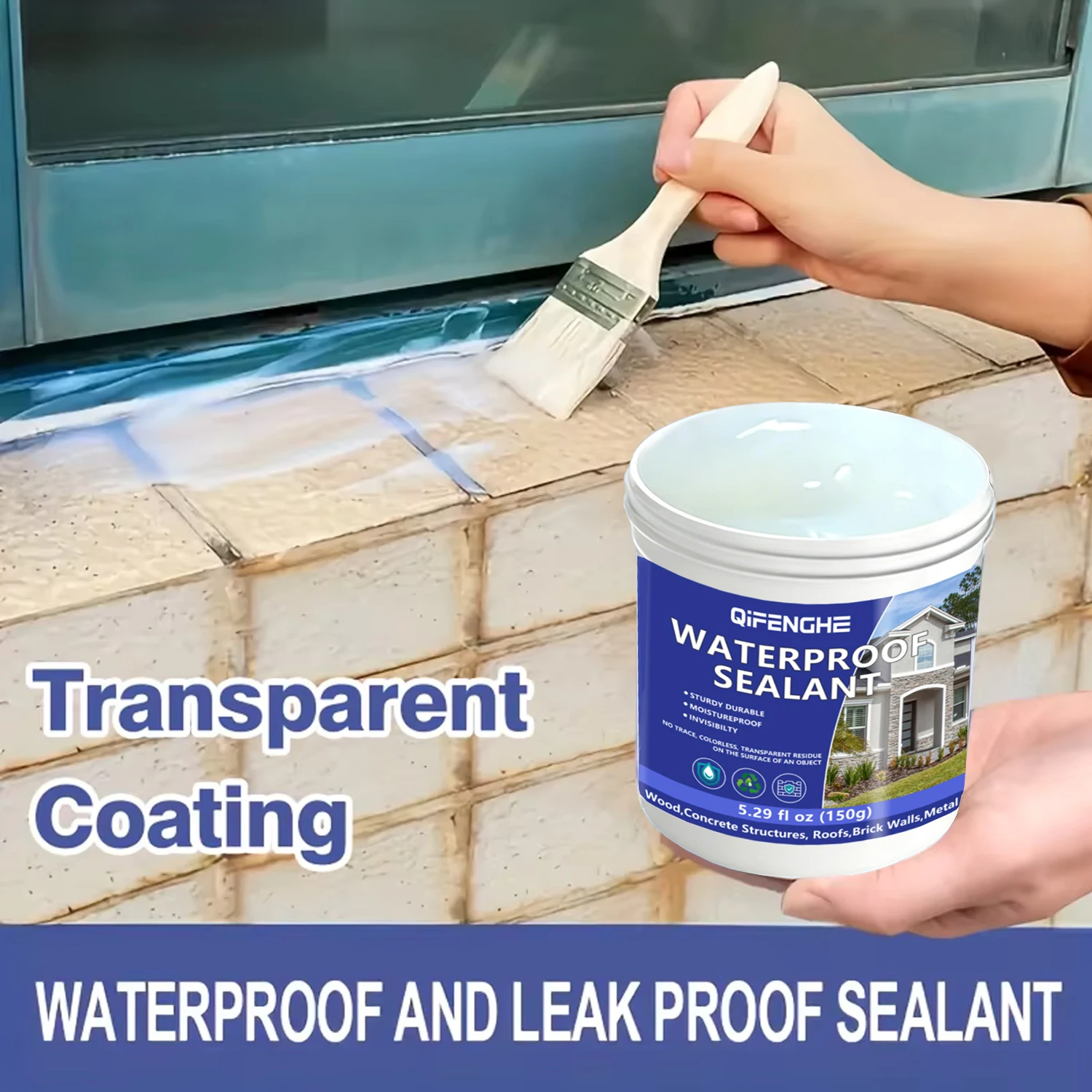 150g Invisible Waterproof Sealant for Car, Transparent Leak Repair Glue with Brush, Waterproof Coating for Auto Roof & Sunroof