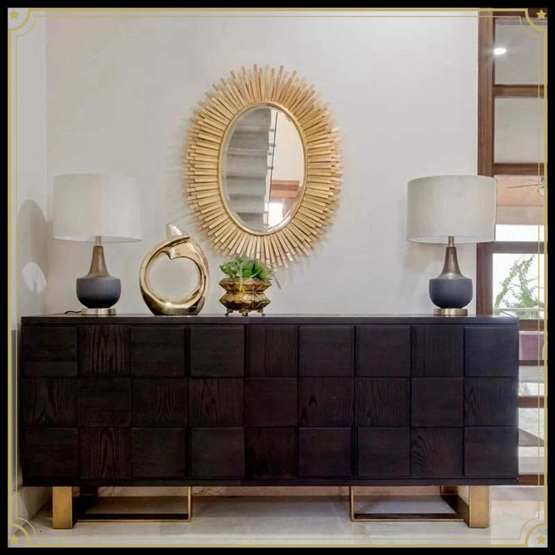 X-S light luxury solid wood porch cabinet foyer cabinet neoclassical storage side cabinet HG