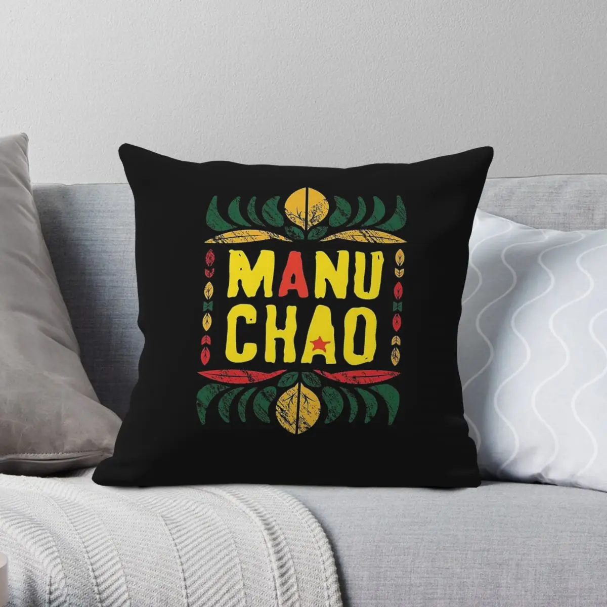 Manu Chao Music Ska Punk funda de almohada cuadrada poliéster lino terciopelo patrón cremallera decorativa sofá asiento funda de cojín 45x45