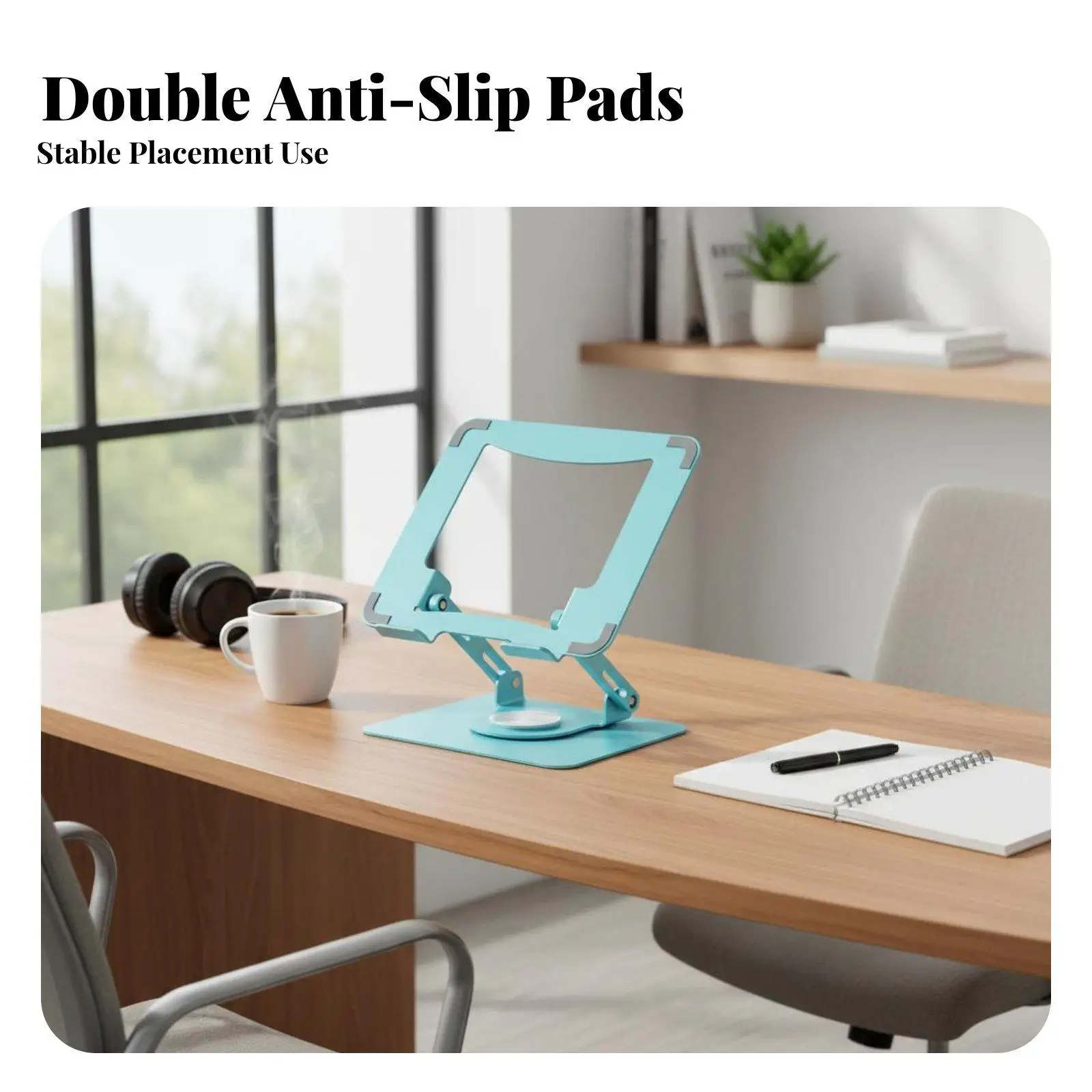 360 Rotating Laptop Riser Heat Dissipation Rotating Laptop Stand Anti-Slip Foldable Desktop Stand for Remote Workers, Students,