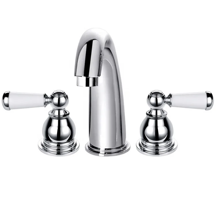 

Dual Ceramic Handle Gold Basin Faucet Cold and Hot Water Taps Antique Luxury Basin Faucet Brass Tap Bathroom Faucet 3 Hole