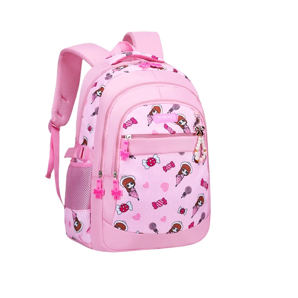

Princess Style Primary School Schoolbag Large Capacity Lightweight Cartoon Printed Backpack Adjustable Straps Waterproof