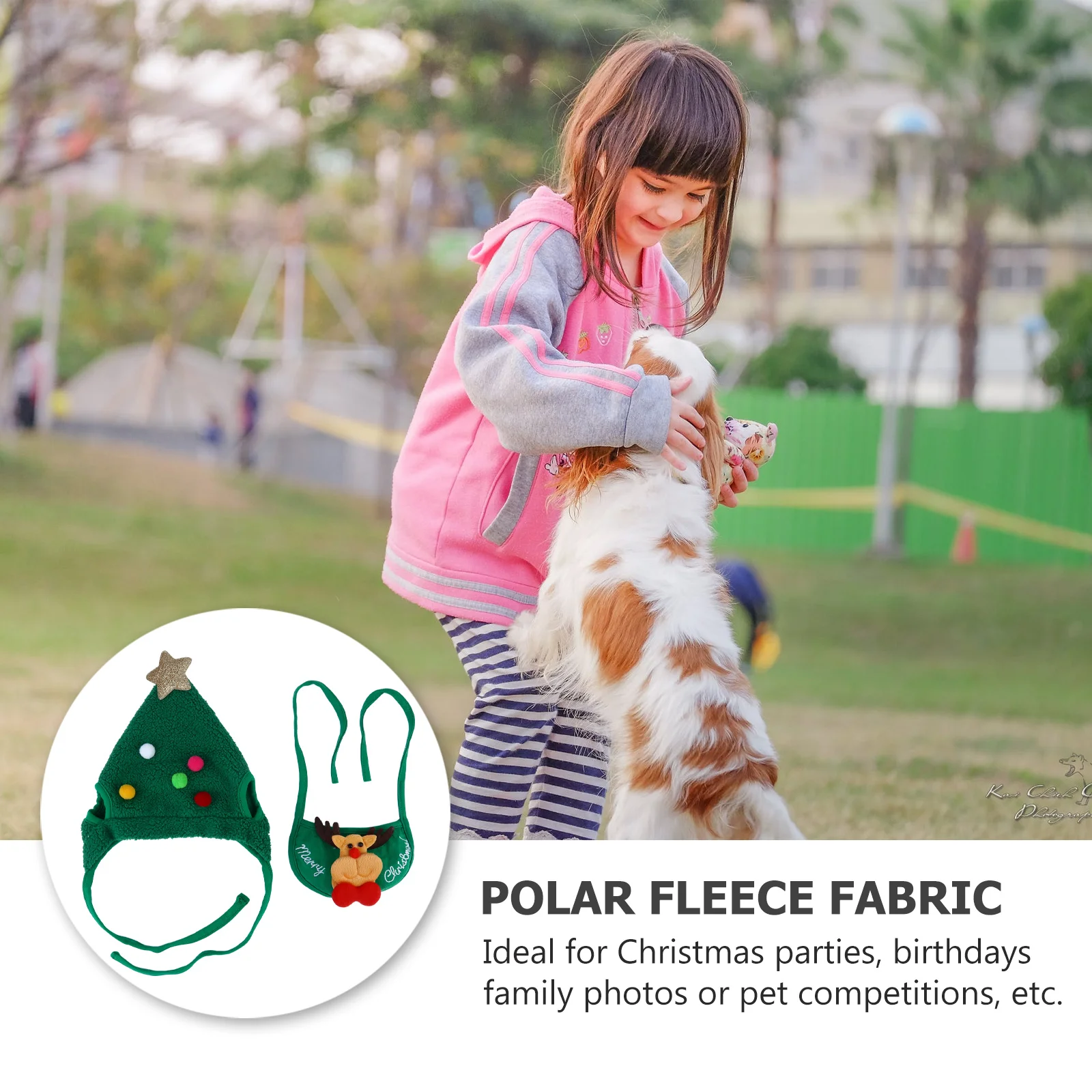 

2Pcs Pet Deer Christmas Hat Scarf Set Soft Polar Fleece Warm Xmas Costume Pet Dogs Cats Holiday Photo Shoot Dog Hat Scarf