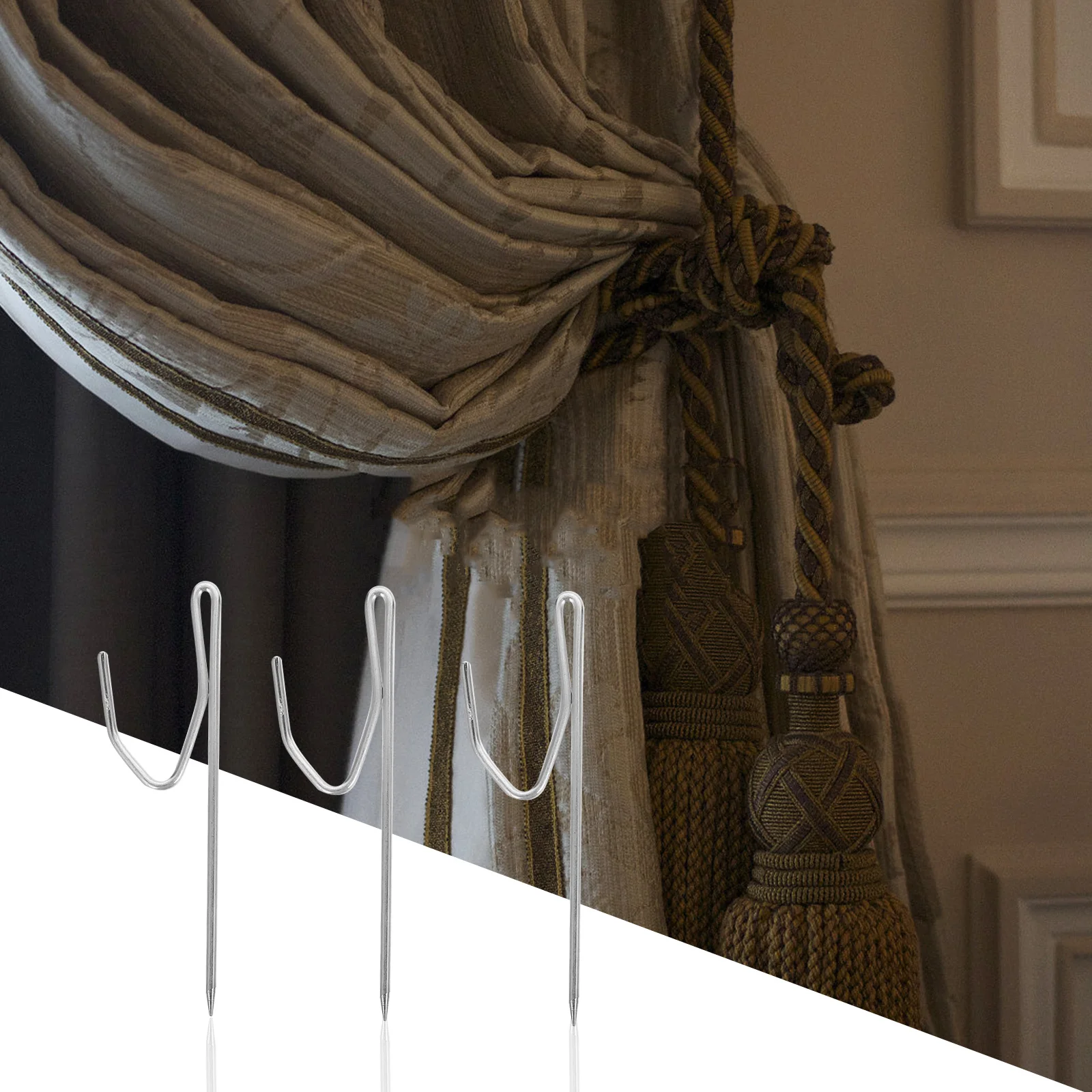 

50Pcs Iron Curtain Hook Simple Curtain Folds Hanging Hook for Bathroom Bedroom Dressing Room Use