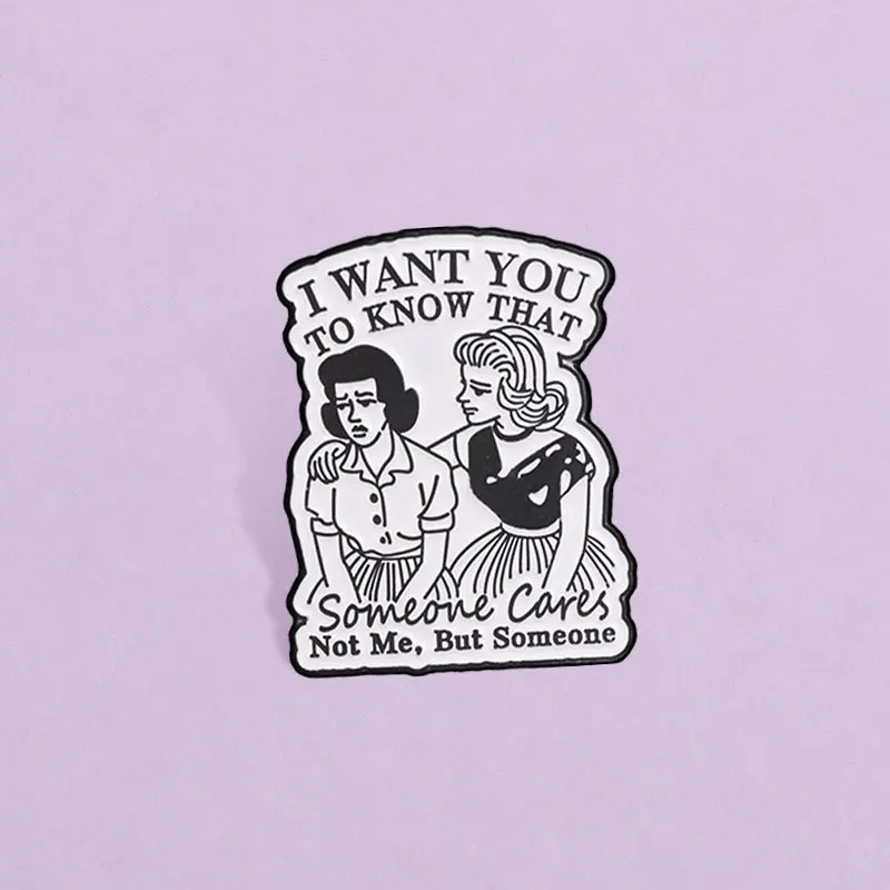 Vintage Comic Black White Character Brooch Funny Sarcastic English Slogan Humor Alloy Badges Pins DIY Bag Bags Shoes Hat Scarf