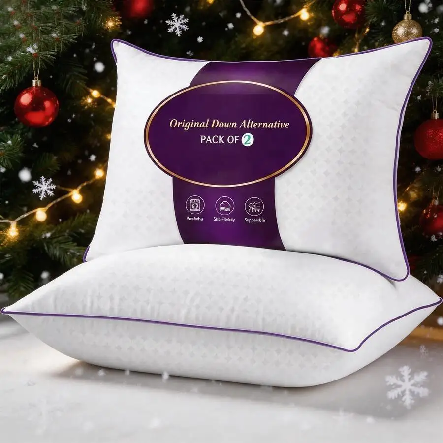 King Pillows Set Of 2,Almohadas Para Dormir,Hotel Collection Standard/Queen Bed Pillow Set Of 2 ,Soft Support Bedding For Back,