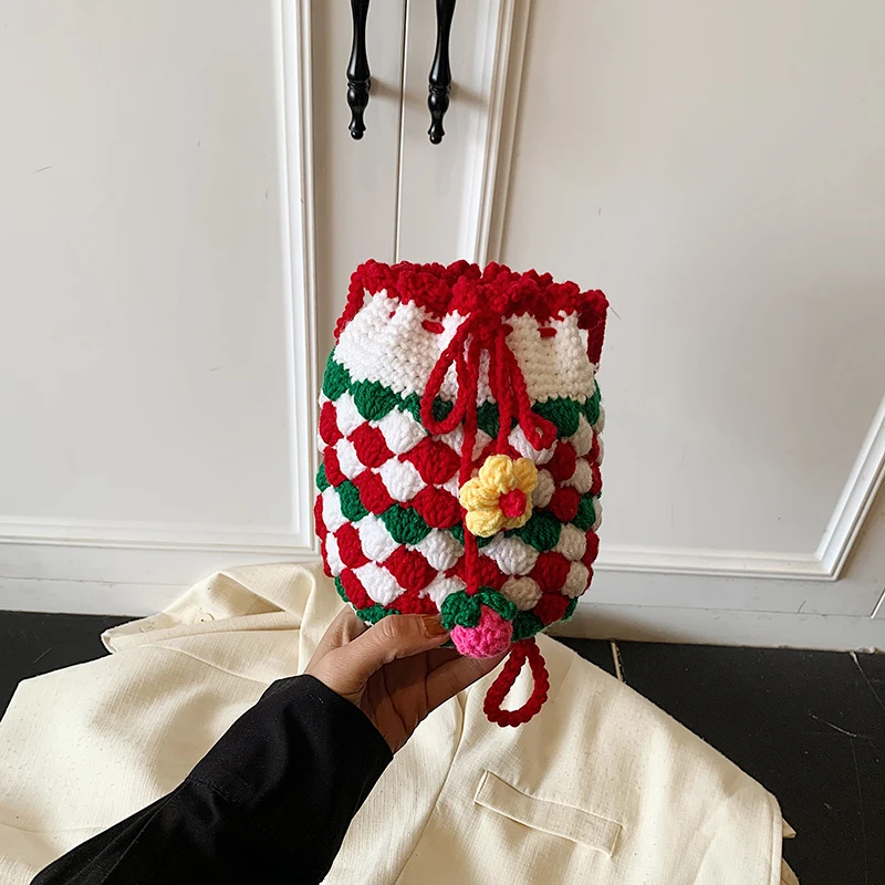 Torby crossbody z patchworku z włóczek, świąteczne, urocze, modne, uniwersalne torebki damskie z designerskim akcentem dla dzieci, nowość 2025