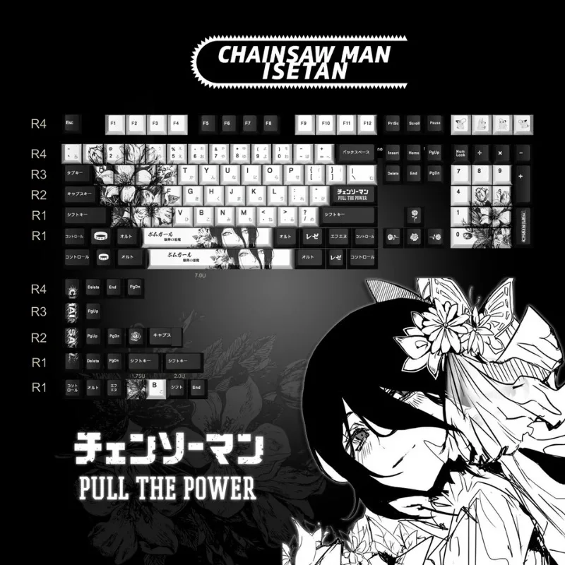 Reze Keycaps Chainsaw Man Theme Anime PBT Dye-sub 123 Keys Keyboard Keycaps Cherry Profile Key Caps for Mechanical Keyboard