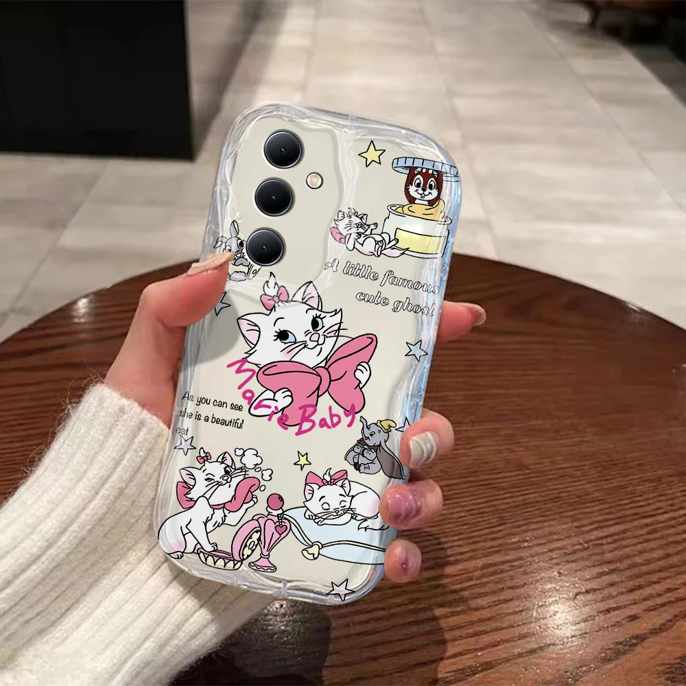 Linda funda de onda 3D de Los Aristogatos para Samsung A73, A72, A71, A55, A54, A53, A35, A34, A33, A25, A24, A23, A15, A14, A13, A05, A04, A03, 4G, 5G