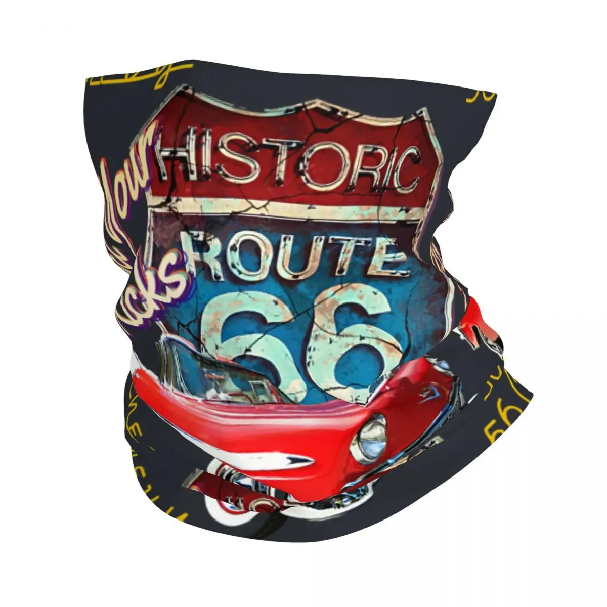 1956 Chevy Bel Air Car Street Hot Rod Antique Motocross Bandana Neck Gaiter Printed Route 66 Wrap Scarf Headwear Cycling