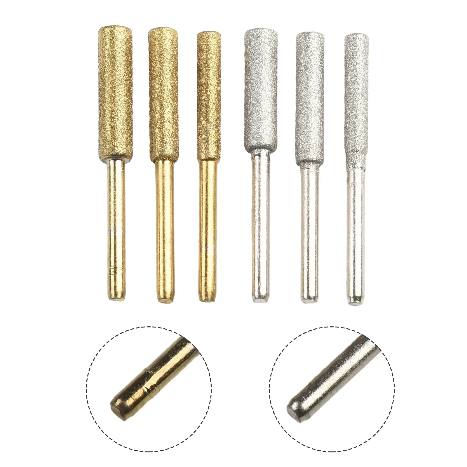 6pcs Diamond Coated Cylindrical Burr 4/4.8/5.5mm Chainsaw Sharpener Stone File Chain Saw Sharpening Carving Grinding Tools