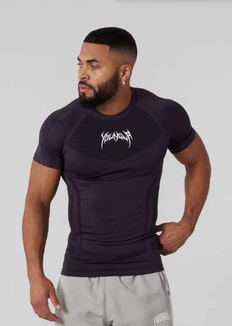 2025 YA American Summer New Men's Tight T-shirt Jogger Sports Fitness Running Training Speed Drying Short Sleeve