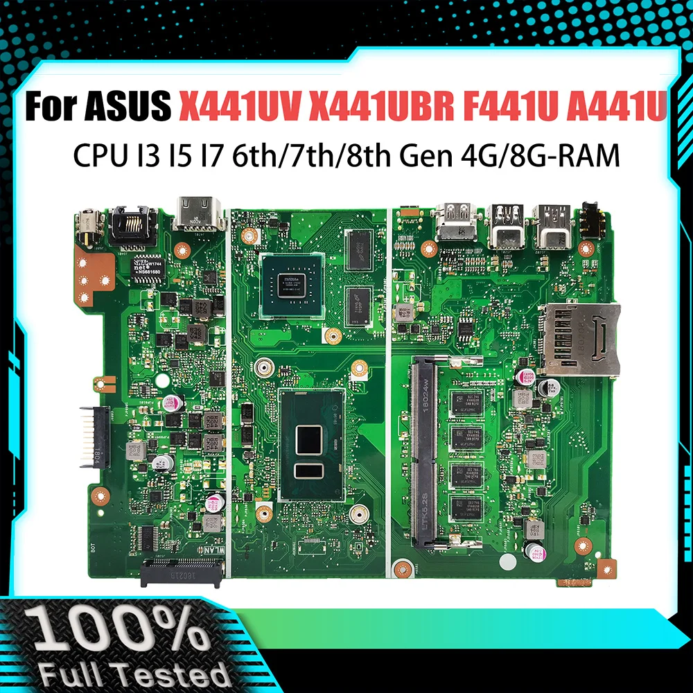 X441U Notebook Mainboard For ASUS X441UV X441UBR F441U A441U X441UVK X441UB Laptop Motherboard I3 I5 I7 CPU RAM-4G/8G 920MX