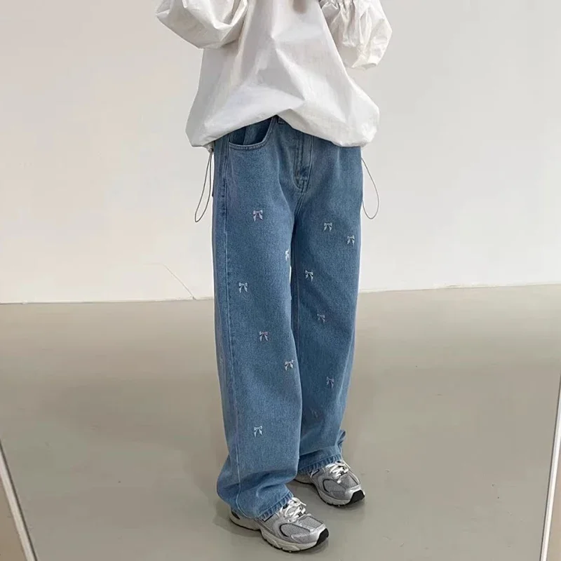 Pantalones vaqueros de pierna ancha para Mujer, Ropa de cintura alta, moda coreana, Primavera