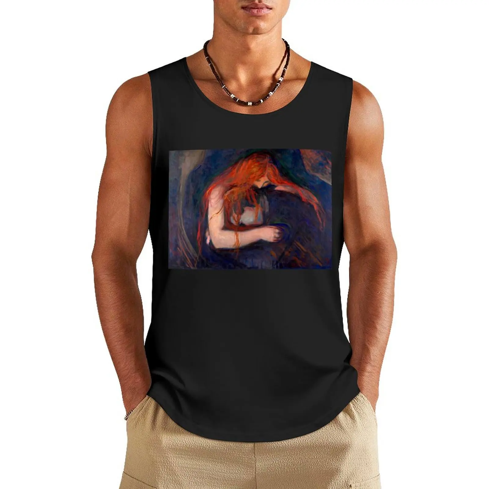 

Love and Pain (Vampire) Edvard Munch Painting Tank Top Men's sleeveless sleeveless shirt man gym summer Men's tops Working vest
