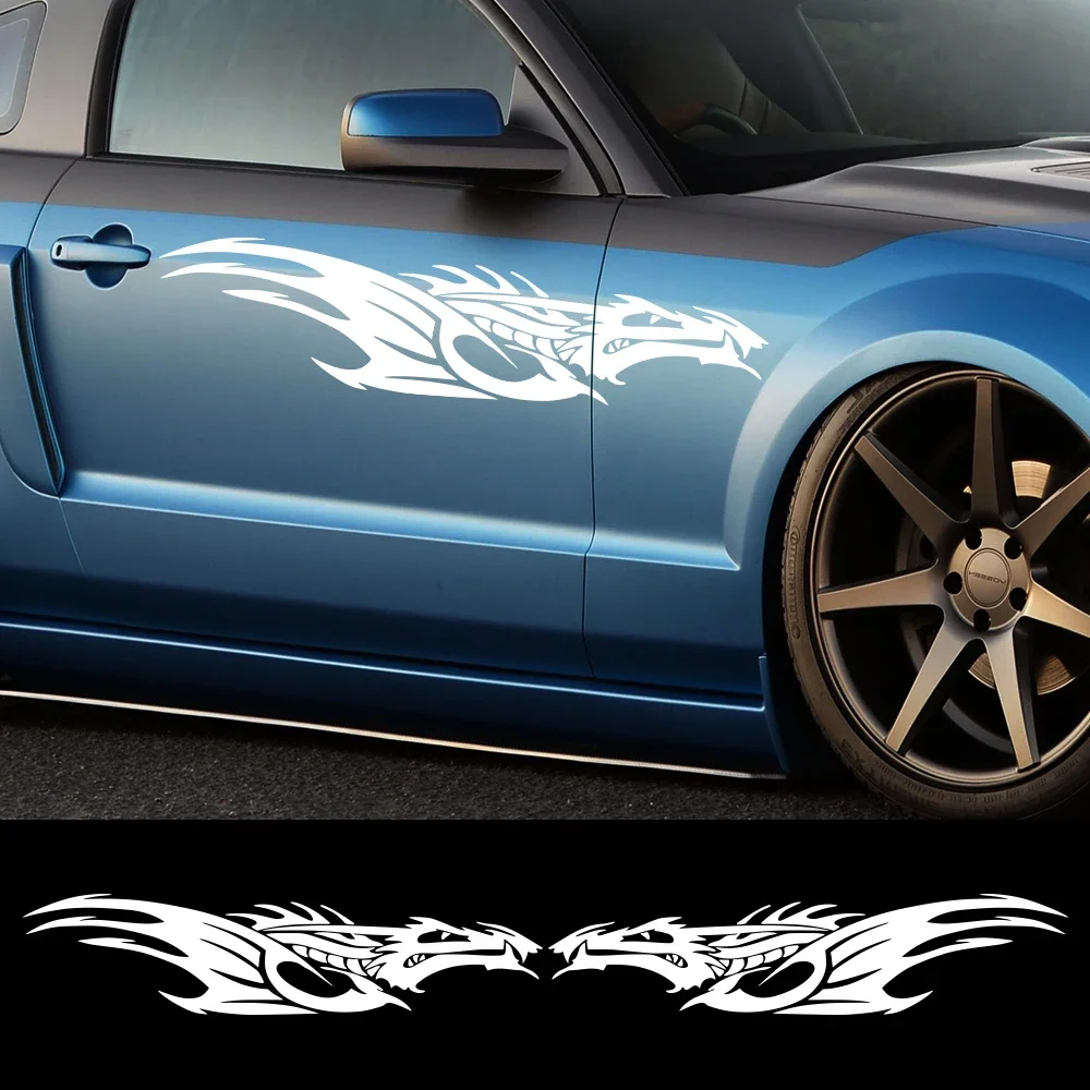 

For Alfa Fiat BMW Ford Jeep 2PCS Car Door Side Stickers Tribal Dragon Graphics Vinyl Film Decals Auto Body Tuning Accessories