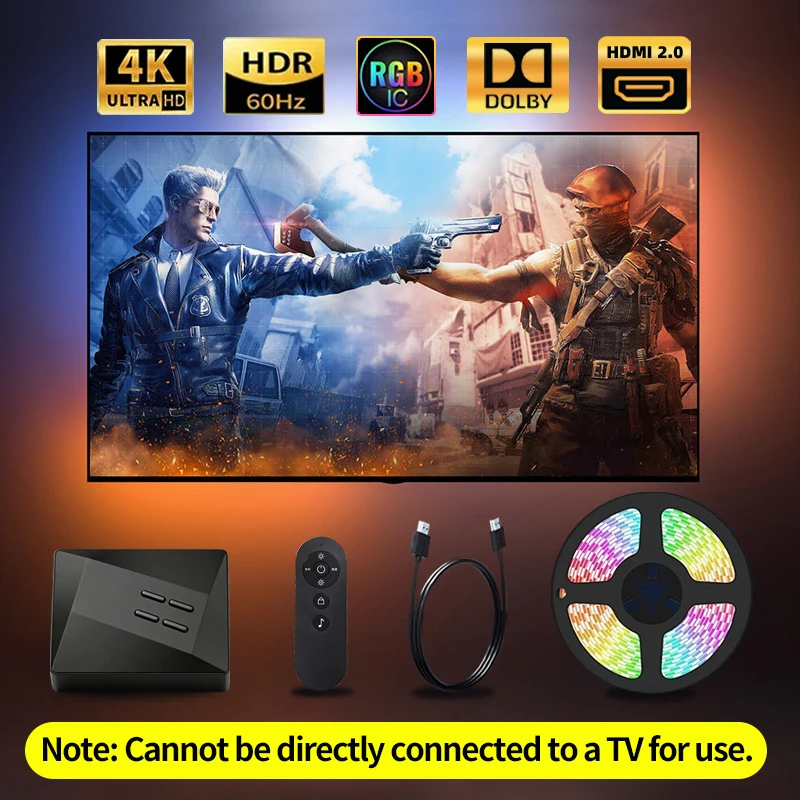 Immersive HDMI Sync TV LED Backlight Tuya Chip 4K HDMI-Compatible 2.0 Device Screen Color Sync Strip Lights for TV Box/PS5/XBOX