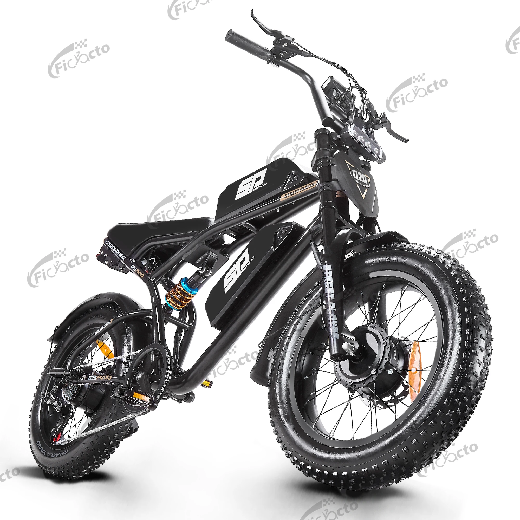 Bicicleta eléctrica para adultos de 20 pulgadas, 48 V, 40 Ah, con doble motor, suspensión delantera y trasera, neumáticos anchos 4.0, bicicleta eléctrica de montaña.