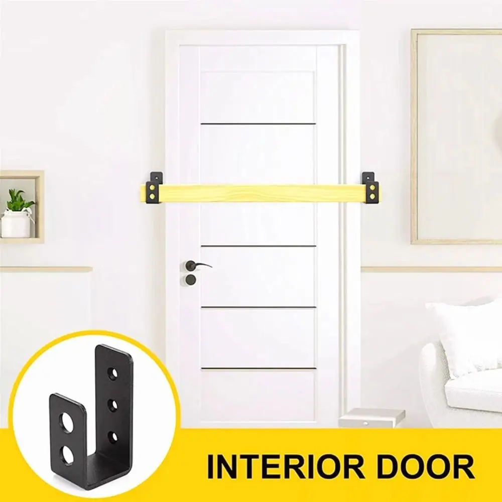 2 قطعة قضيب معدني مفتوح دعم U-قوس أسود المضادة للانزلاق حاجز سلامة الباب دعم انفصال حاجز الباب حماية #1