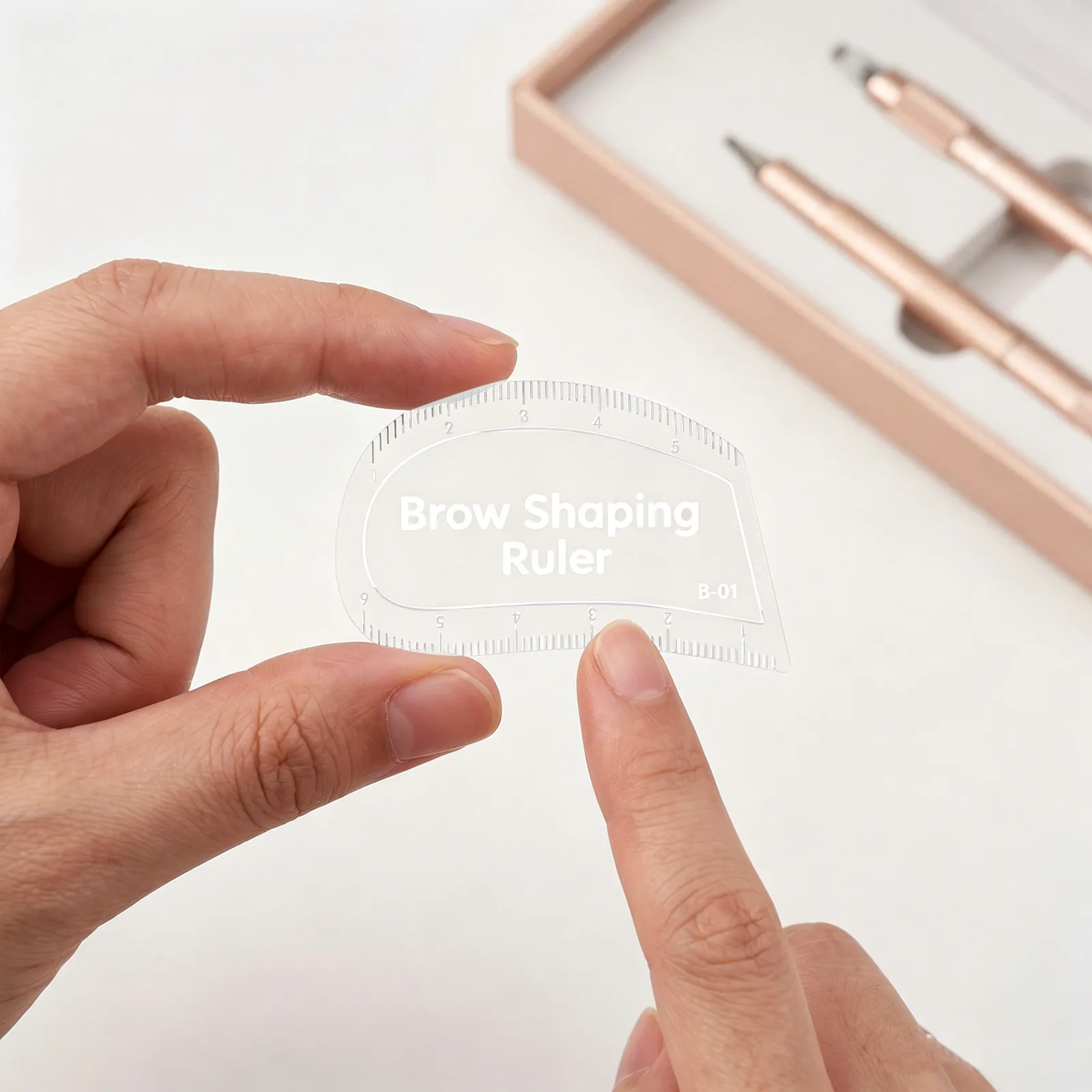Transparent Eyebrow Mapping Ruler for Precise Symmetrical Brow Shaping and Measurement