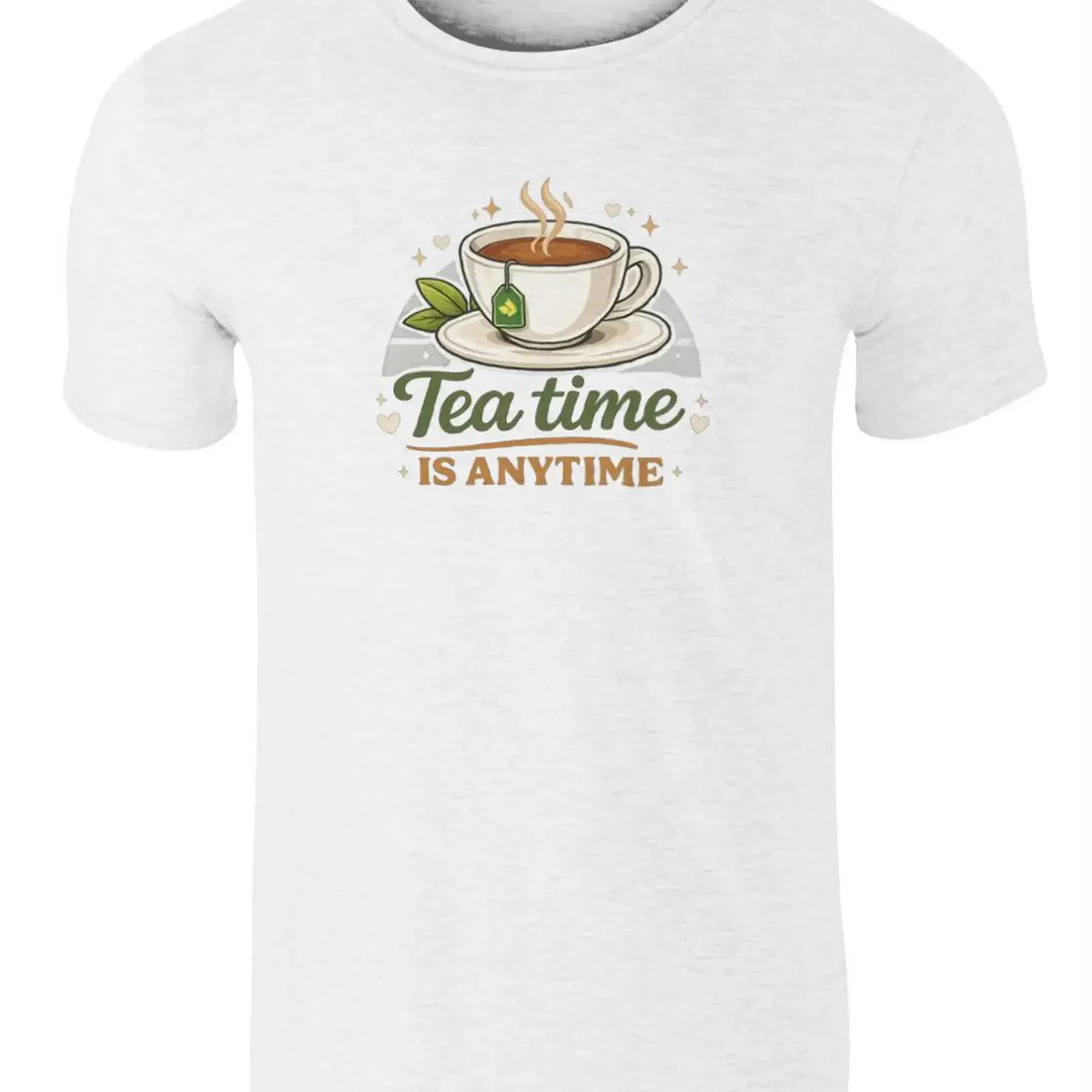 Tea Time Is Anytime T Shirt British Lover Humour 100 Cotton vintage Washed Slightly Comfortable Versatile Stretched graphic