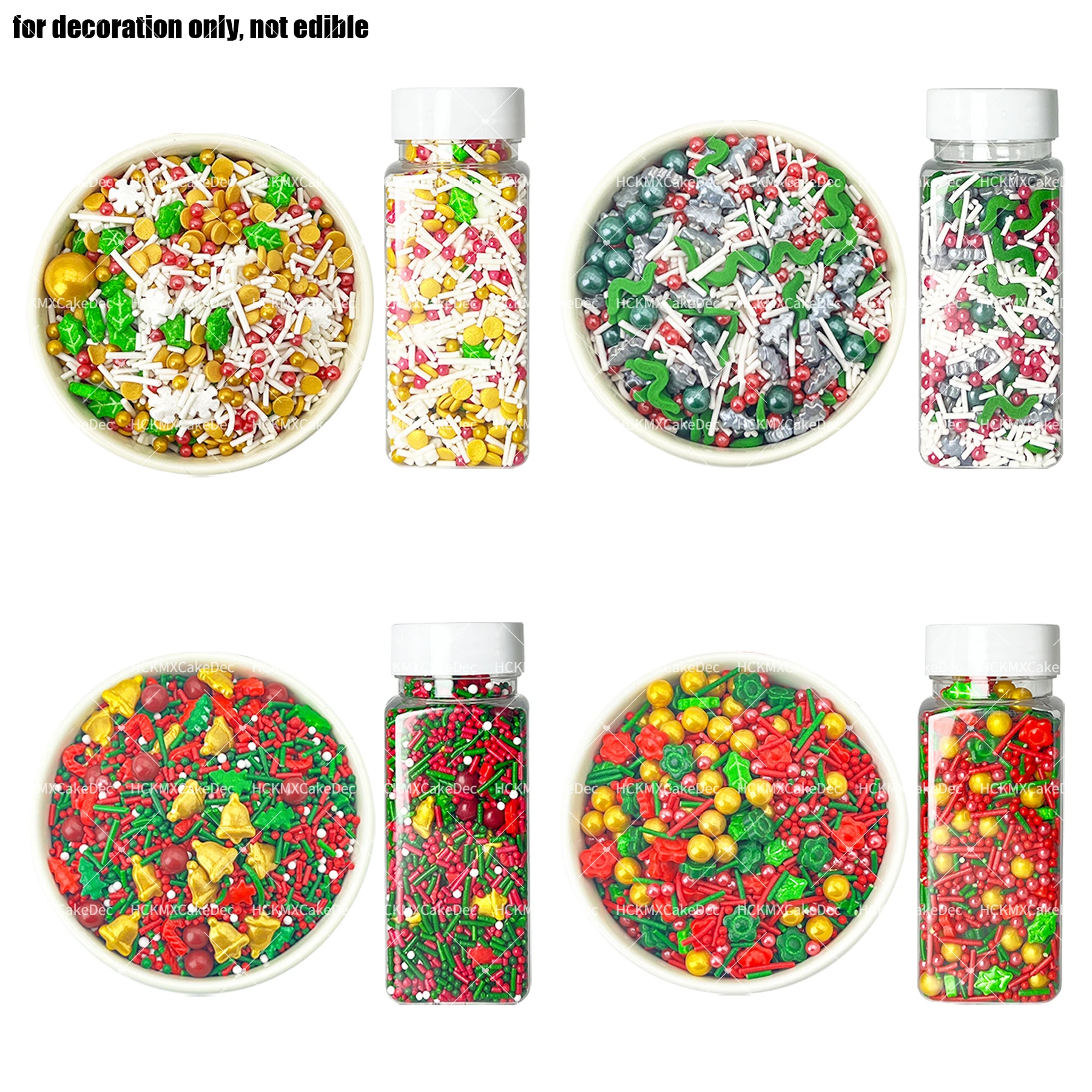 150g/85g colores mezclados árbol de Navidad bolas de campana adornos de pastel para fiesta temática navideña pastel hornear galletas decoraciones no comestibles