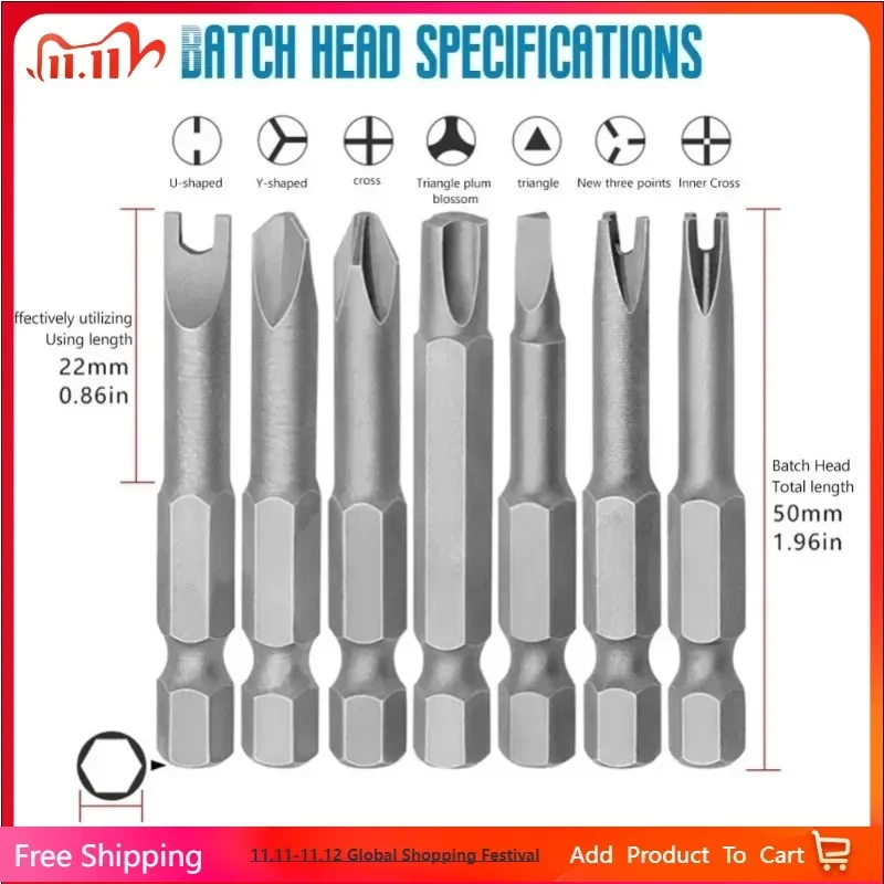 Precision Y U Shaped Triangle Screwdriver Magnetic Bit 1/4" Inner Cross Three Points Screw Driver Security Tip For Power Drill
