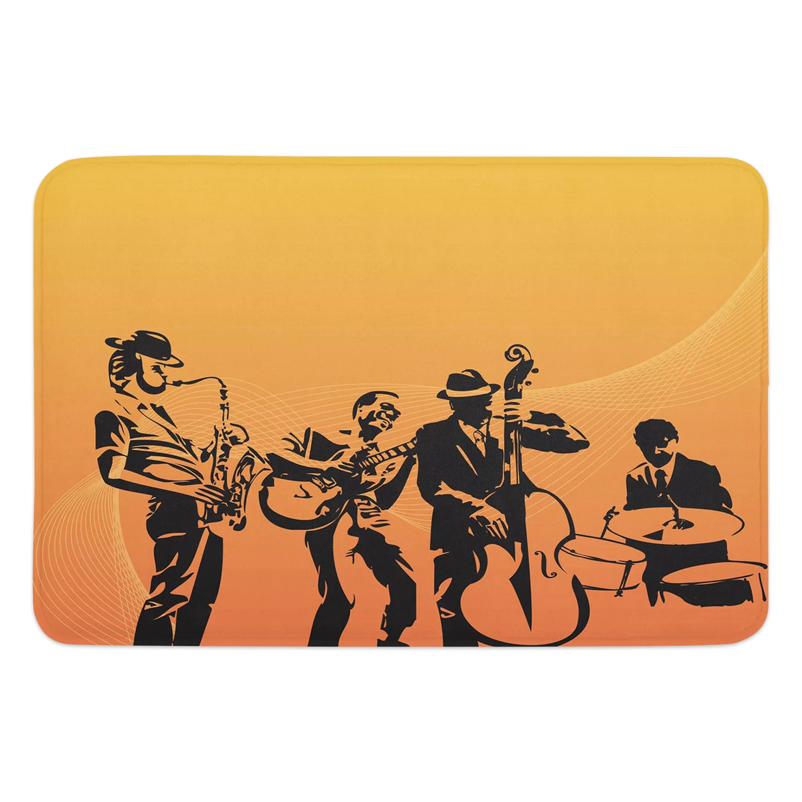 Music Character Band Instrument Violin Bathroom Mat Carpet Bathtub Floor Rug Shower Room Doormat Kitchen Entrance Pad Home Decor