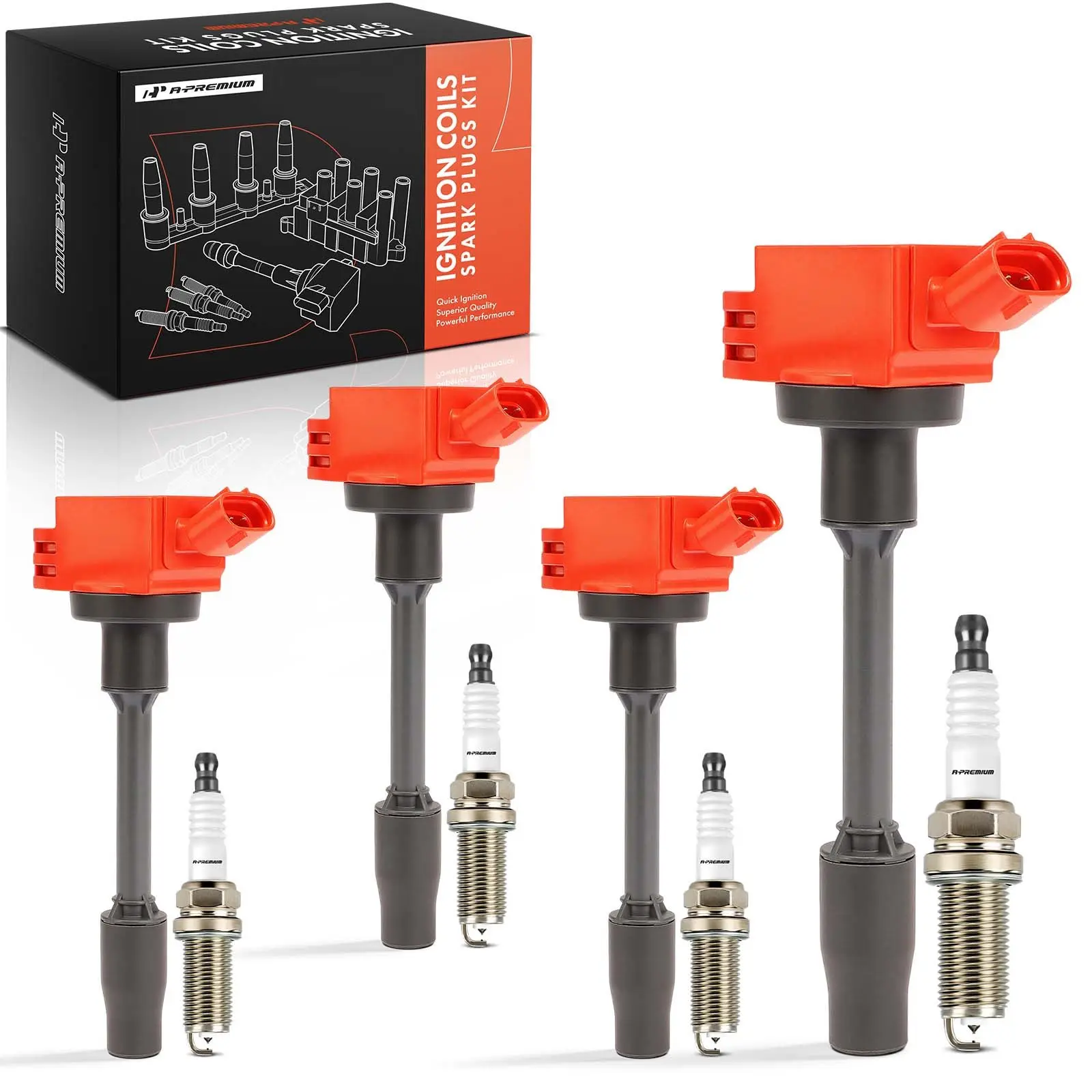A-Premium 4x Red Ignition Coils & 4x Iridium Spark Plug Kit for Toyota Camry Corolla RAV4