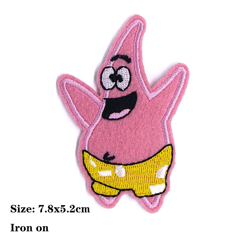 SpongeBob SquarePants Patrick Star Icon borduurwerk stoffen patches voor kleding DIY opstrijkbare patch op de stickers