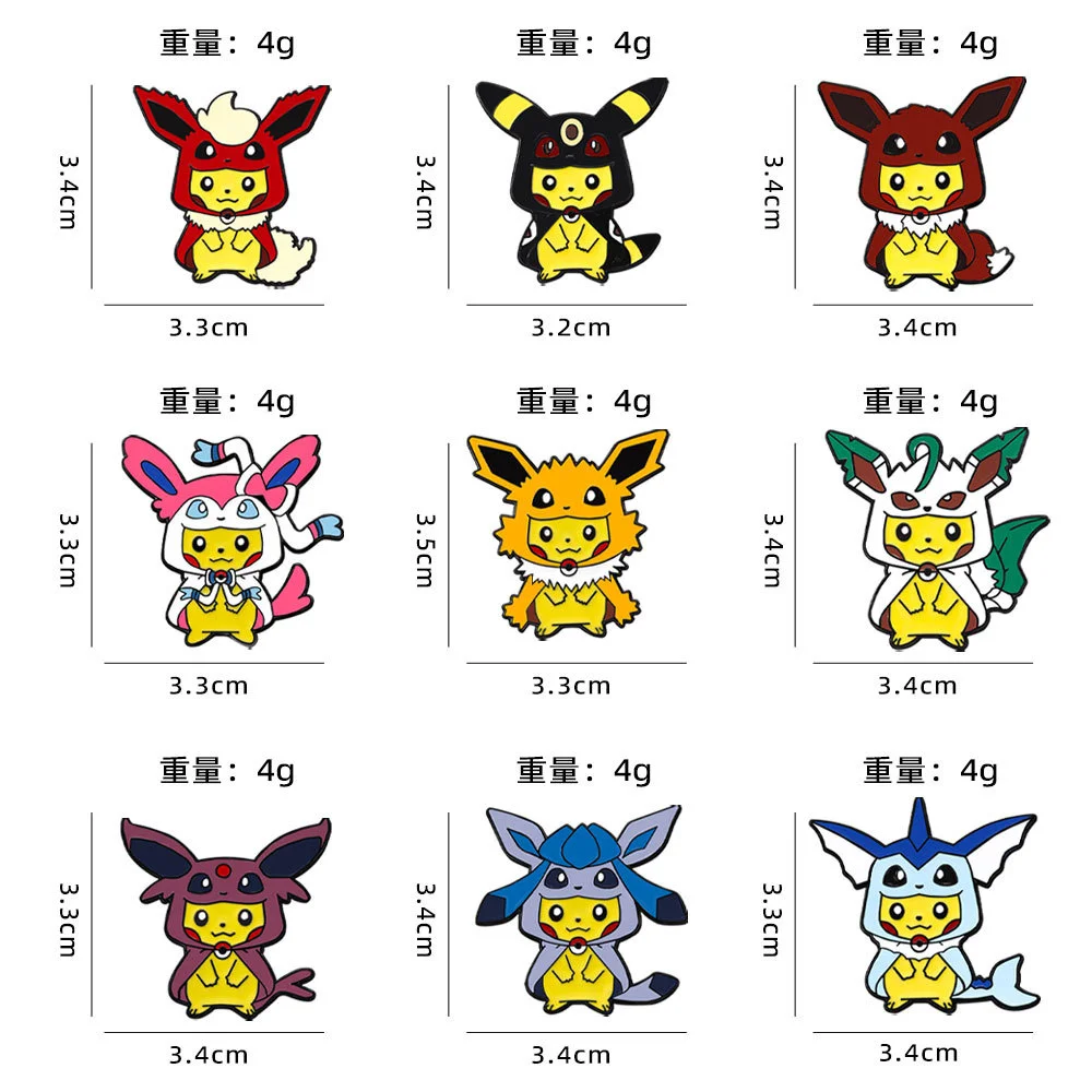 9Pcs/Set Pokemon Pikachu & Eevee Mashup Enamel Pins Cute Kawaii Brooch Badge For Backpack Jeans Anime Cartoon Jewelry Gift view 5