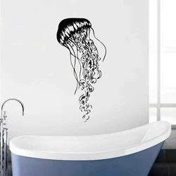 Jellyfish Vinyl Wall Decals Sea Ocean Animal Removable Wall Sticker Jellyfish Pattern Wall Art Murals Home Bathroom Decor