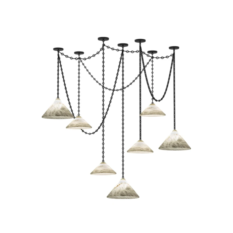 Rain Cloud In The Wind Marble Art Iron Chain DIY 2026 Chandelier Alabaster Lustre Suspension Luminaire Lampen For Living Room