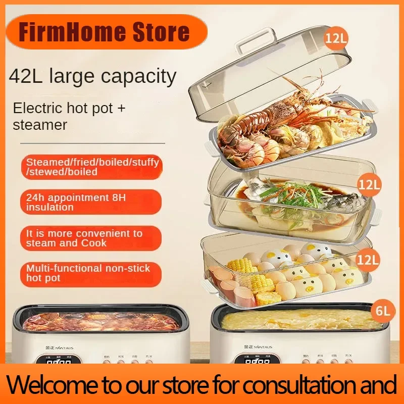 FirmHome StoreElectric Steamer Multifunctional Large-capacity Household Steamer New Intelligent Automatic Stainless Steel Steami