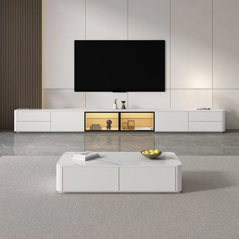 Rock slab TV cabinet coffee table combination high router TV cabinet landing
