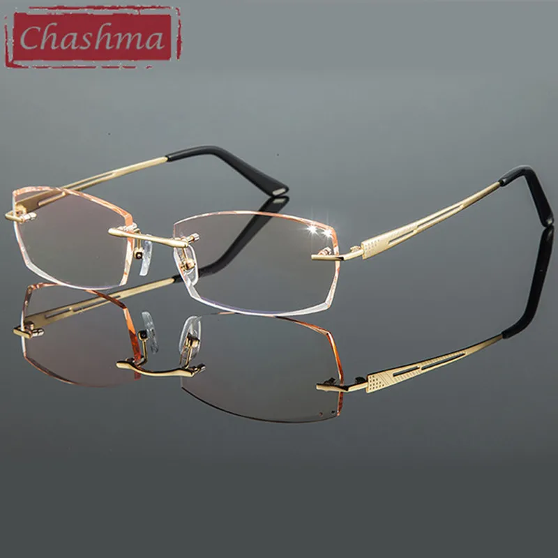 

Chashma Brand Titanium Glasses Frame Men Eyeglasses Light Weight Frames Tint Lenses for Prescription Mens Rimless Eyewear Frame