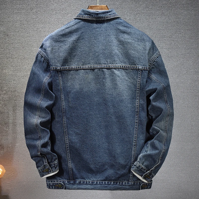 Autumn Winter New Men's Vintage Washed Denim Jacket Fashion Street Dilapidated Tooling Coat Motorcycle Male Jean Jackets 5XL