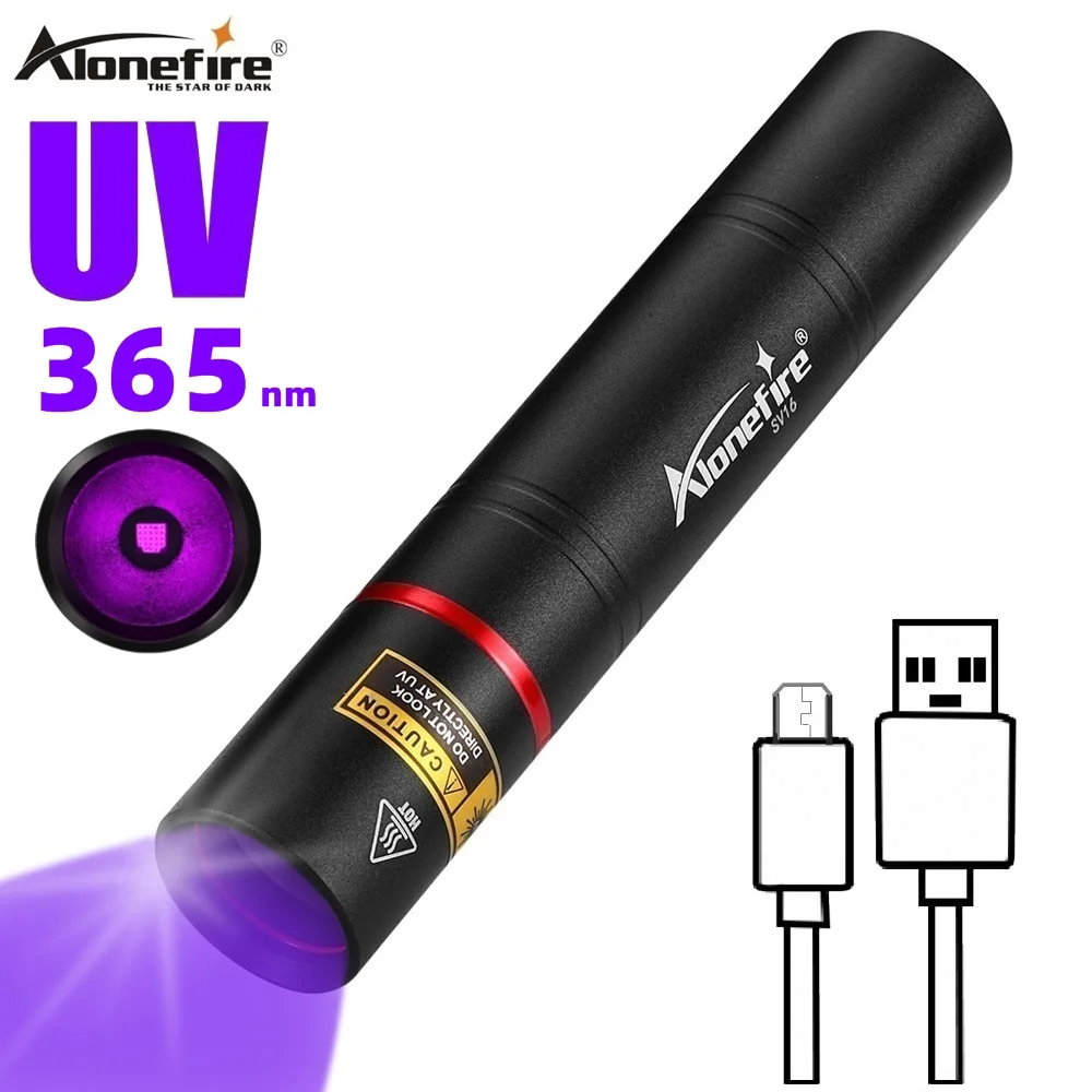 365nm Blacklight UV Flashlight Ultraviolet Nail polish Curing Marker Cat Dog Urine Tinea Ore Money fluorescence Fungi Check SV16