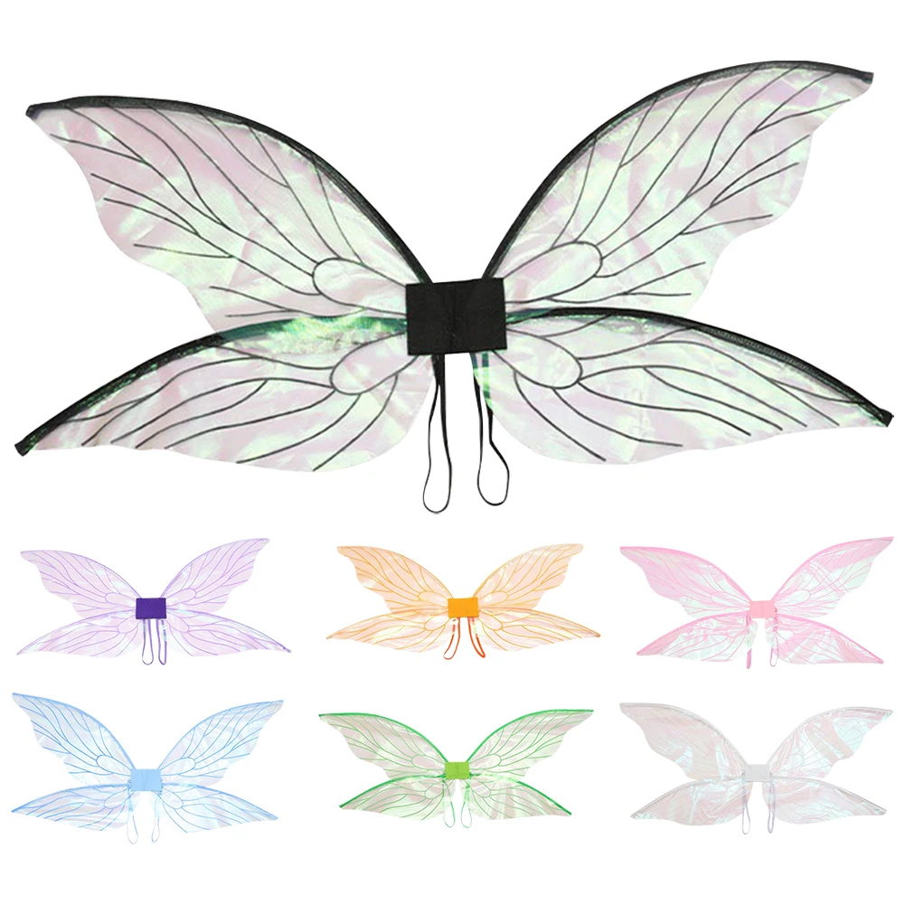 

Women Girls Cicada Wings Dragonfly Elf Wings Halloween Cosplay Costume Festive Party Masquerade Props Dress Up Butterfly Wings