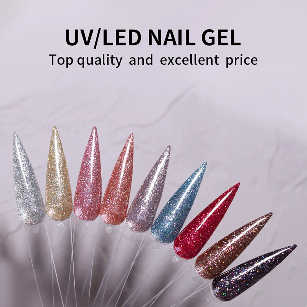 Vendeeni 9 Colors/set Sparkling Glitter Gel Nail Polish Shiny Sequins Hybrid Nail Art Gel Lacquer UV LED Soak Off Gel Varnish