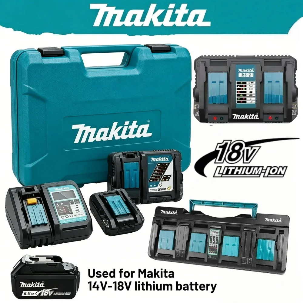Makita 14.4V 18V Replacement Battery with DC18RD DC18SFMulti-Port Fast Charger, Quality & Wide Model Compatibility