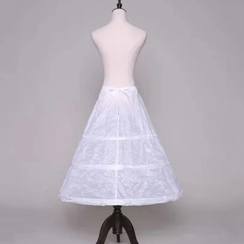 High Quality White 3 Hoops A-Line Petticoat Crinoline Slip Underskirt For Ball Gown Wedding Dress