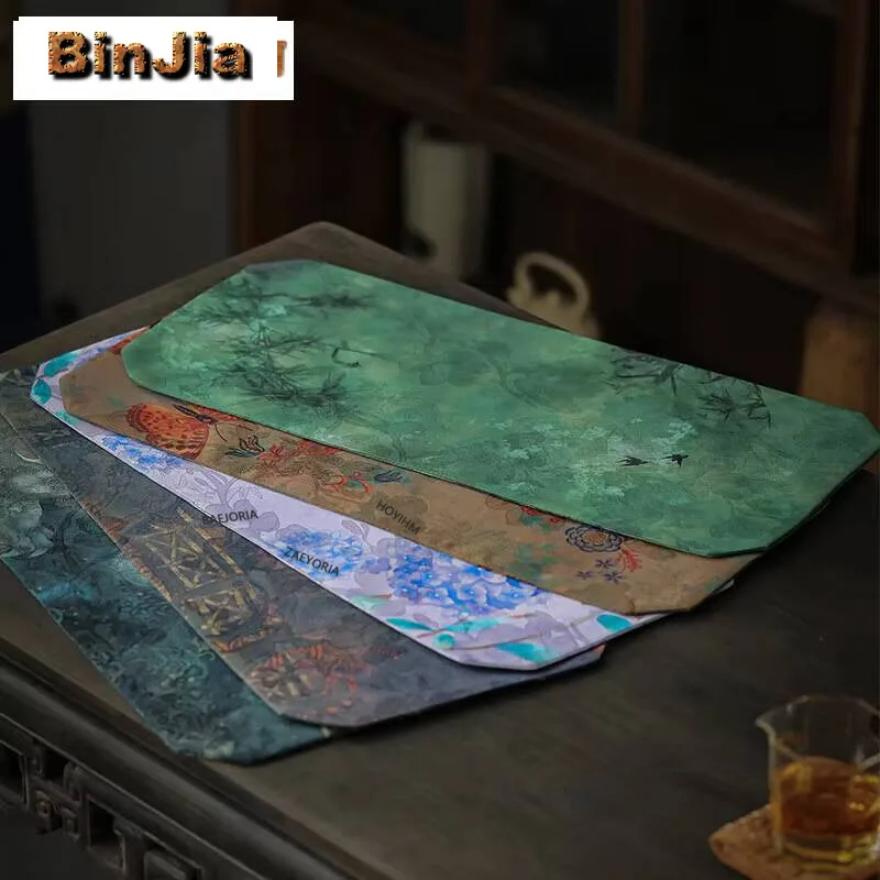 Chinese Watered Gauze Double-sided Tea Mat Zen Dry Brewing Short Cloth Fabric Art Thickened Fragrant Small Table Tea Flag Teaset