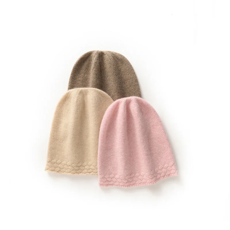 

Осень-зима, новая шапка из 100% кашемира, женская однотонная шапка, вязаная шапка, шерстяная шапка, защита ушей, высококачественная шапка для пар