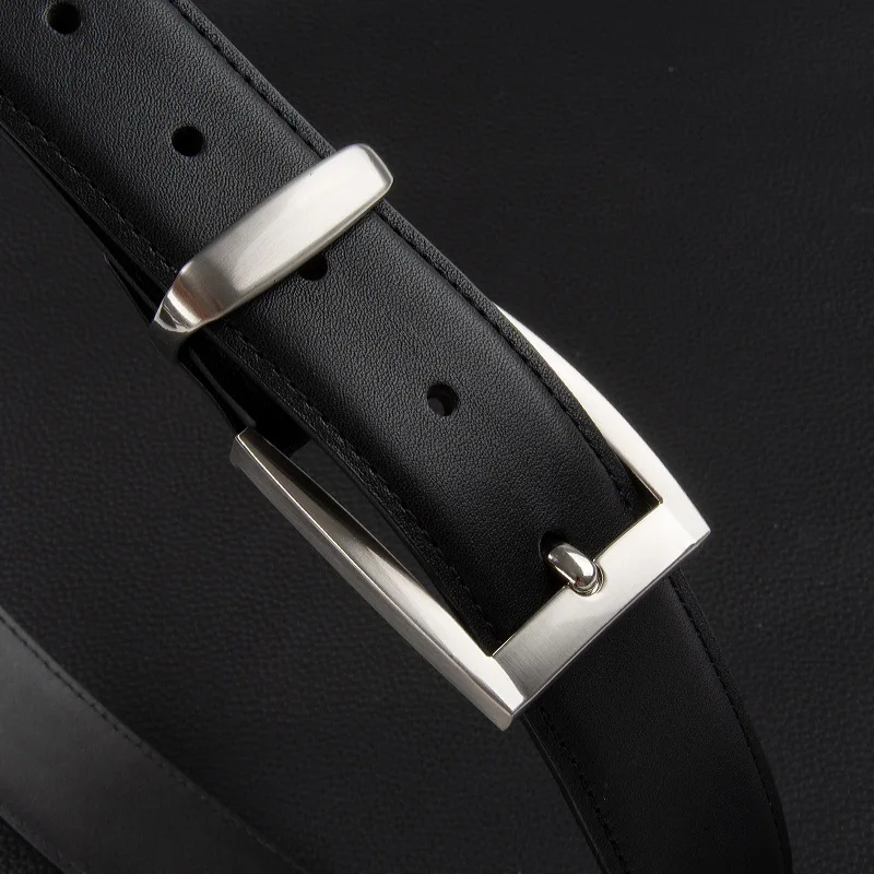 Ceinture à boucle en cuir véritable pour hommes d'affaires et de loisirs, véritable cuir de cercle décontracté, ceinture en denim simple pour les jeunes