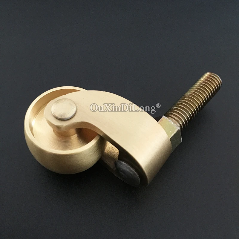 4PCS 1'' Brass Casters Ultra-Low Height Table Chair Sofa Cabinet Furniture Castors 360° Swivel Wheels Smoothly Moving Rollers
