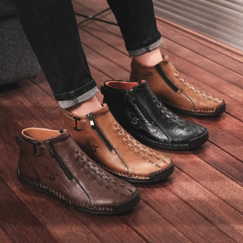 

Men's casual short boots Comfortable autumn and winter styles Business and leisure work Outdoor walking shoes Daily Adults 38-48